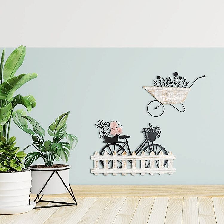 ウォールアートパネル 壁掛け 自転車 フェンス フラワーカート インテリア 壁 アートパネル 北欧 雑貨 リビング おしゃれ モダン 装飾 ウォールデコレーション シンプル ウォールアート 壁デコ アートボード インテリア雑貨 壁面装飾 ウォールアクセント