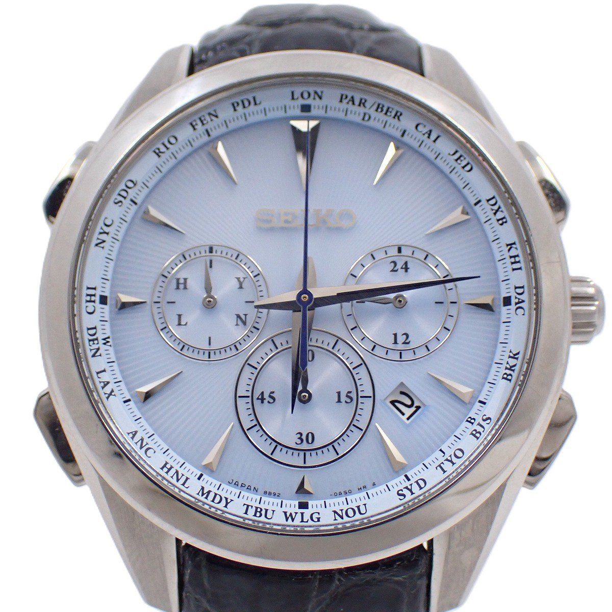 SEIKO セイコー ブライツ フライトエキスパート ソーラー電波 腕時計 チタン ブルー文字盤 革ベルト SAGA215 8B92-0AN0 いおき質店