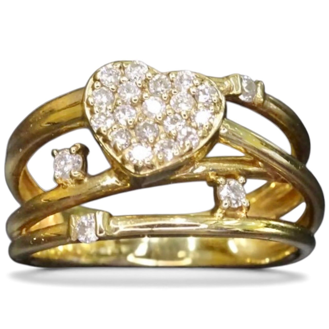 10金 K10 ゴールド GOLD 天然ダイヤモンド0.19ct ハート デザイン リング 指輪 約6号 総重量約2.41g ジュエリー 宝石 貴金属 ジュエリーショッププライス Shops