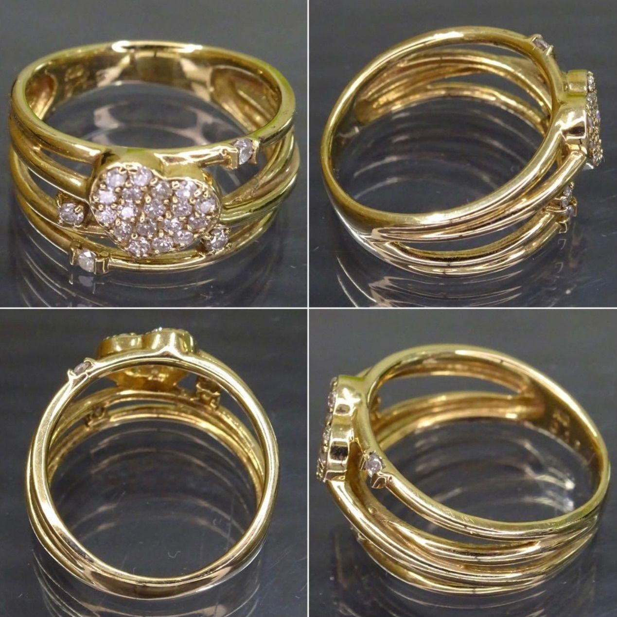 10金 K10 ゴールド GOLD 天然ダイヤモンド0.19ct ハート デザイン リング 指輪 約6号 総重量約2.41g ジュエリー 宝石 貴金属 ジュエリーショッププライス Shops FORTGASGNV_COM_BR