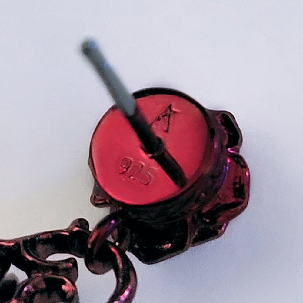 直営 ブルー＆レッドローズピアス