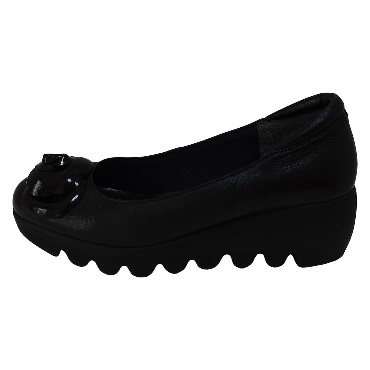 Hills Avenue 自由が丘 ヒルズ アベニュー パンプス レディース 黒 ウェッジソール フラワー 花 レザー