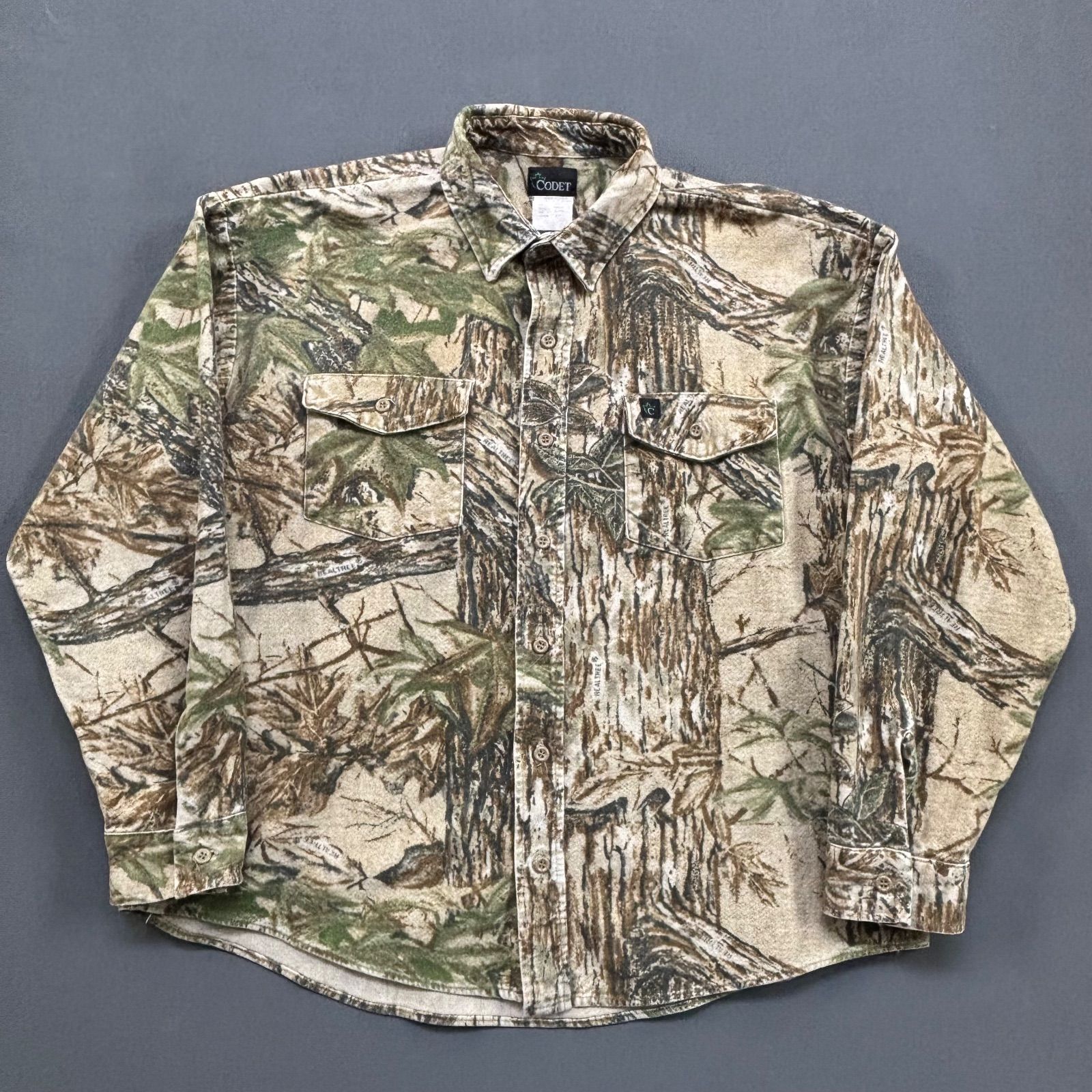 90s XL CODET コデット リアルツリー カモ柄 長袖シャツ 厚手 シャモアクロス 古着 ハンティング 2037ST