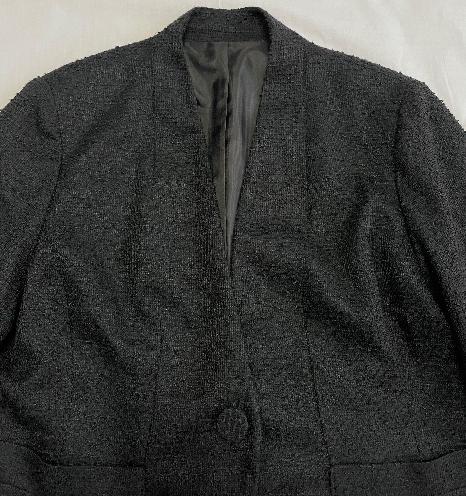 【全品送料無料】 ルイルエブティック L ツイード ノー ジャケット ブラウス パンツ 3点 フォーマル セレモニー スーツ セットアップ 黒 ブラック グレー