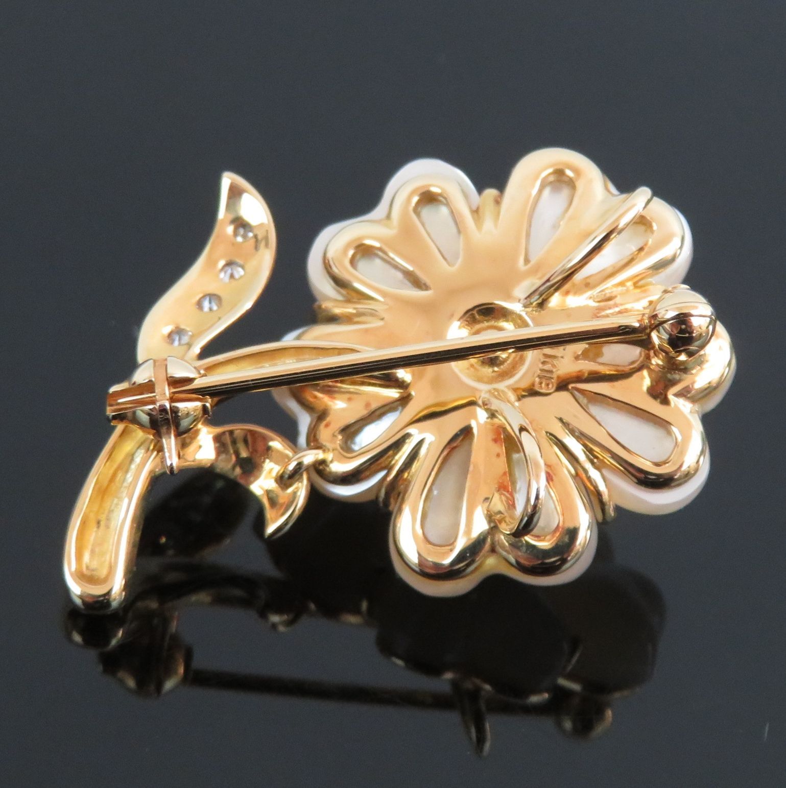 MIKIMOTO ミキモト ピンブローチ 7mm アコヤ真珠 ダイアモンド シェル フラワーモチーフ ペンダントトップ ケース付き rk10110 FORTGASGNV_COM_BR