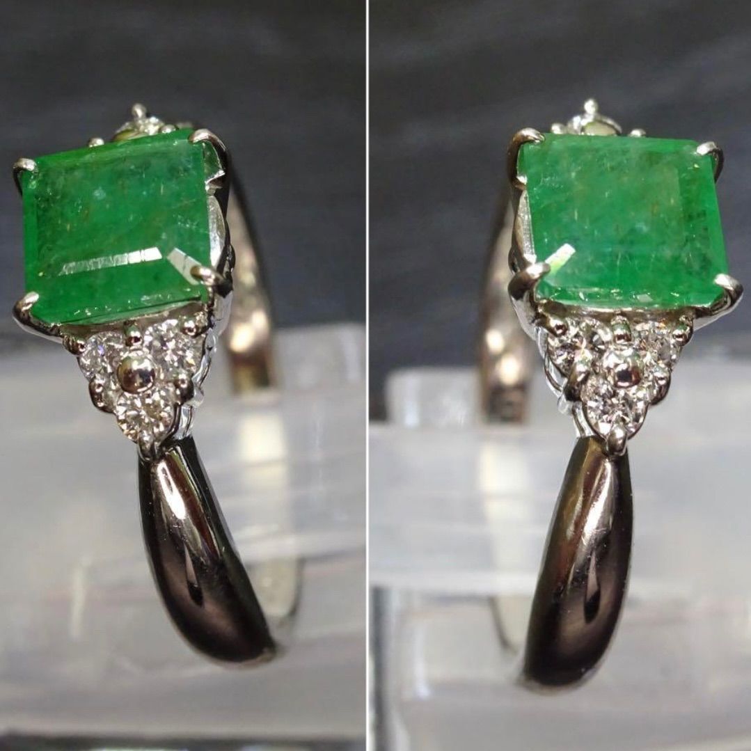 天然エメラルド0.87ct 天然ダイヤモンド0.14ct