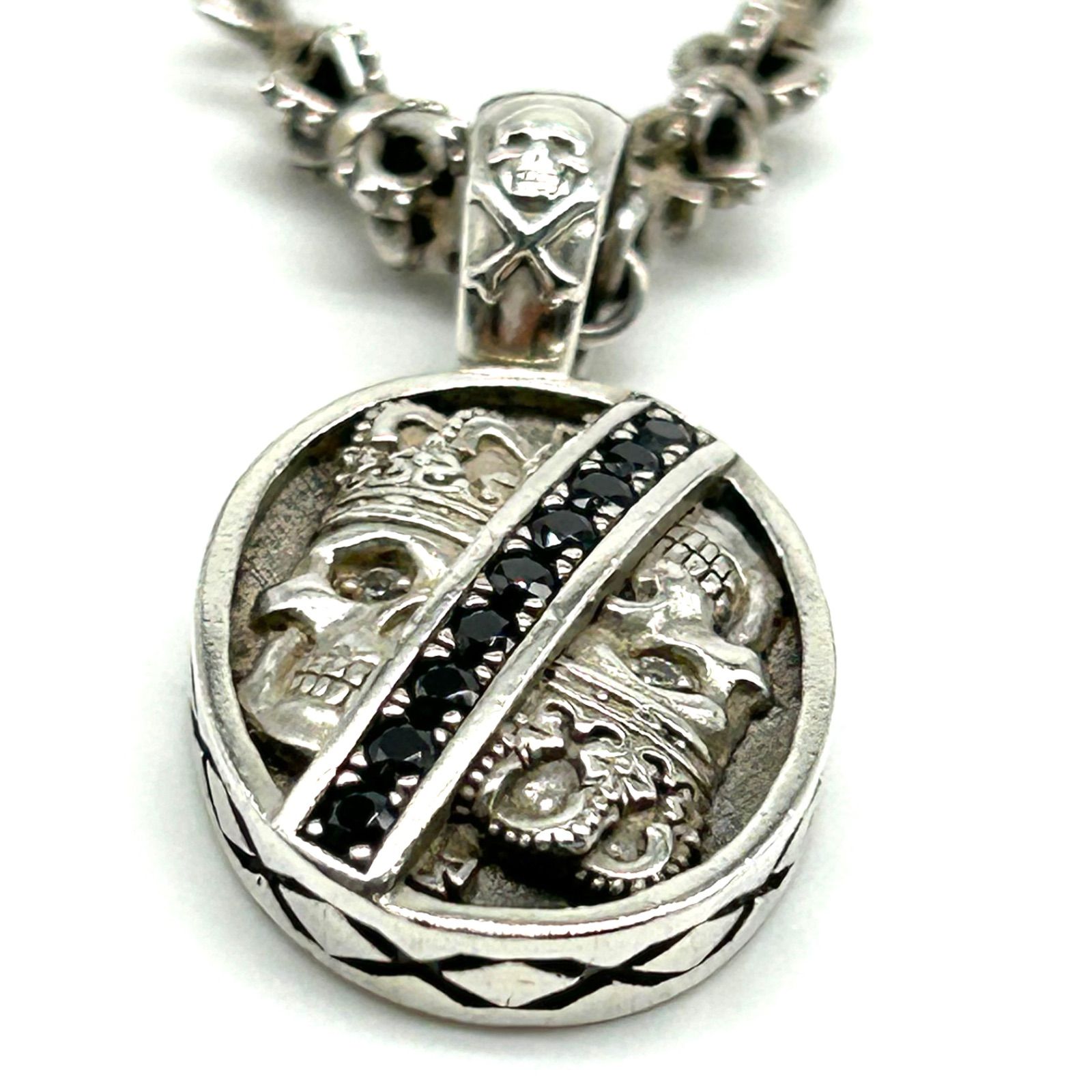 Justin Davis 内山英雄 スカル クラウン オニキス ネックレス シルバー