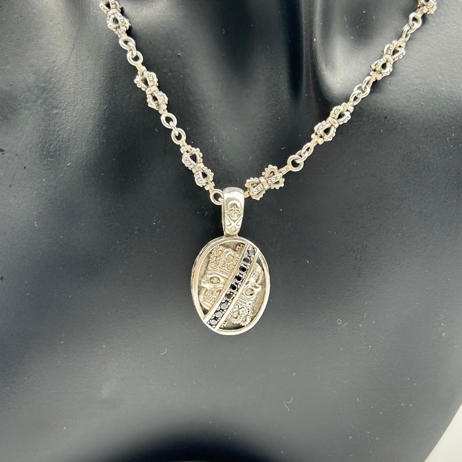 Justin Davis 内山英雄 スカル クラウン オニキス ネックレス シルバー