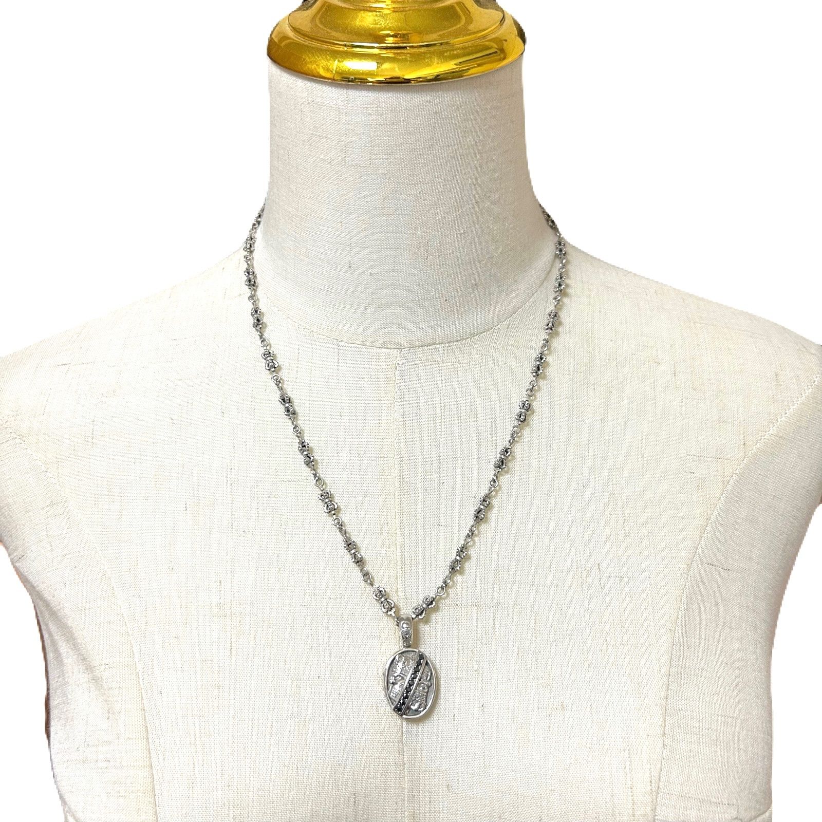 Justin Davis 内山英雄 スカル クラウン オニキス ネックレス シルバー