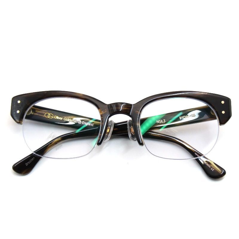 OLIVER GOLDSMITH オリバーゴールドスミス メガネフレーム NSL3 度入り ブロウ スクエア ハーフリム Bracken 61004043