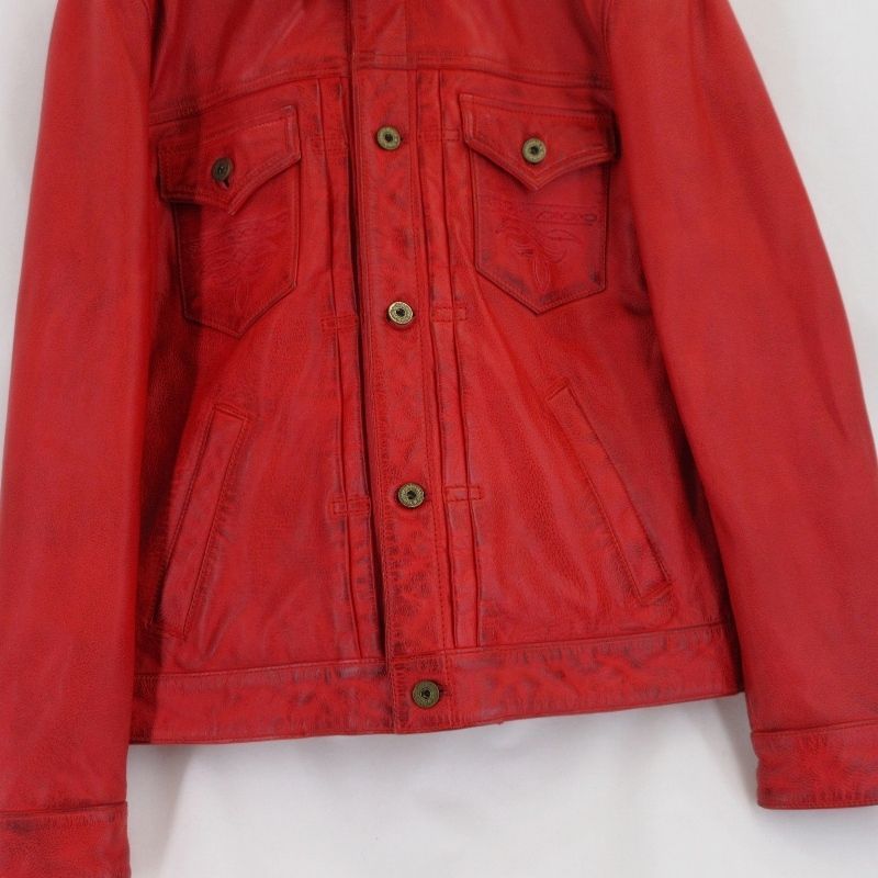 master SUPPLY マスターサプライ レザージャケット Convoy バッファローレザー ヴィンテージ加工 レッド M 70017227 KANDAIZUMI_COM