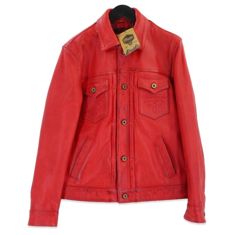 master SUPPLY マスターサプライ レザージャケット Convoy バッファローレザー ヴィンテージ加工 レッド S 70017229