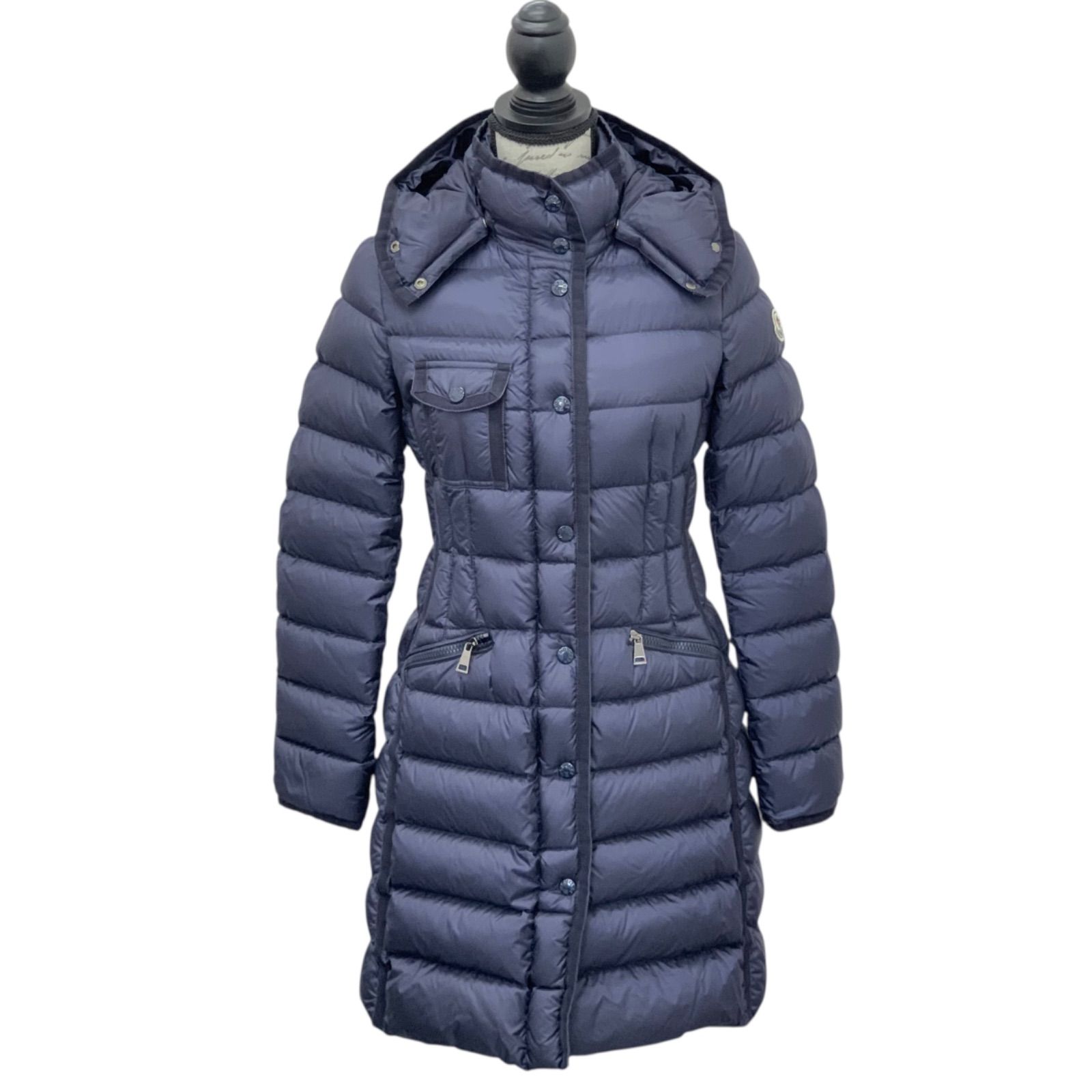 MONCLER ダウンコート エルミンヌ0 ネイビー　極美品クリーニング済み MONCLER（モンクレール） 美品△MONCLER HERMINE エルミンヌ ロゴ