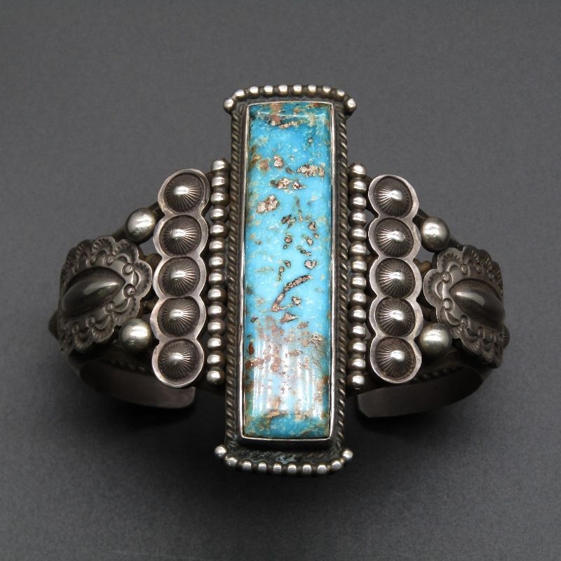 Herman Smith ナバホ族 バングル ターコイズ ハーマンスミス スタンプワーク ブレスレット メンズ レディース