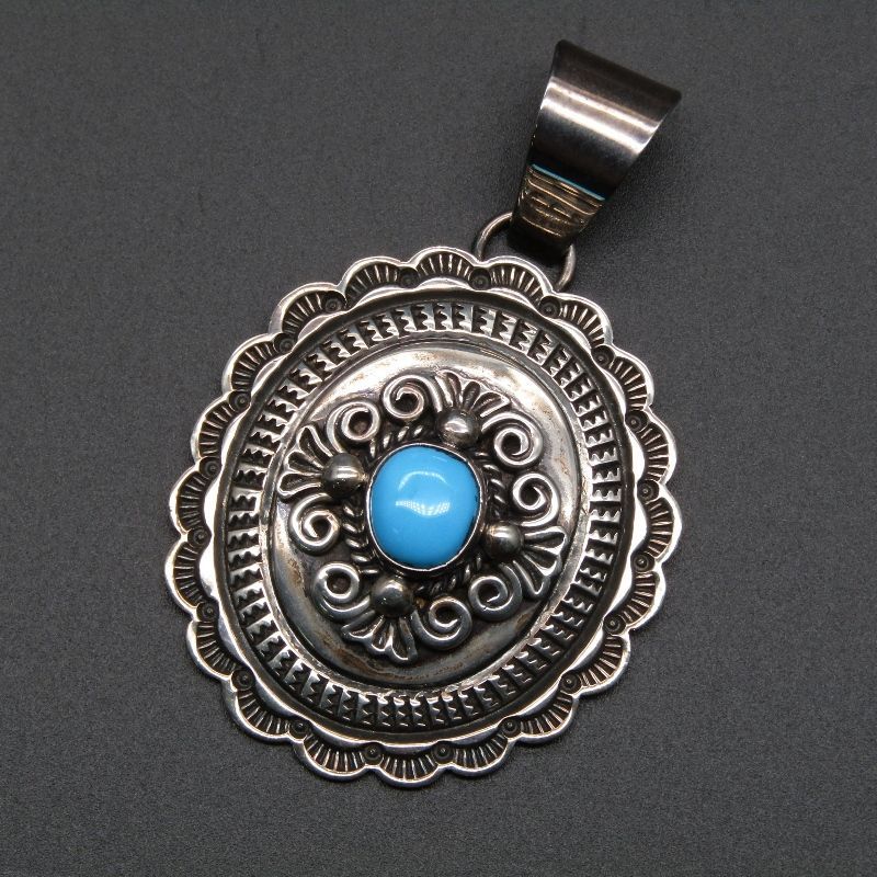 Donovan Cadman ナバホ族 ペンダント ローンマウンテンターコイズ スタンプワーク ドノバンキャドマン メンズ レディース 80007210