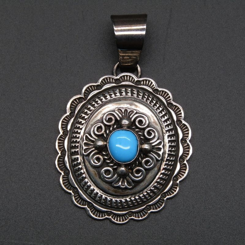 Donovan Cadman ナバホ族 ペンダント ローンマウンテンターコイズ スタンプワーク ドノバンキャドマン メンズ レディース