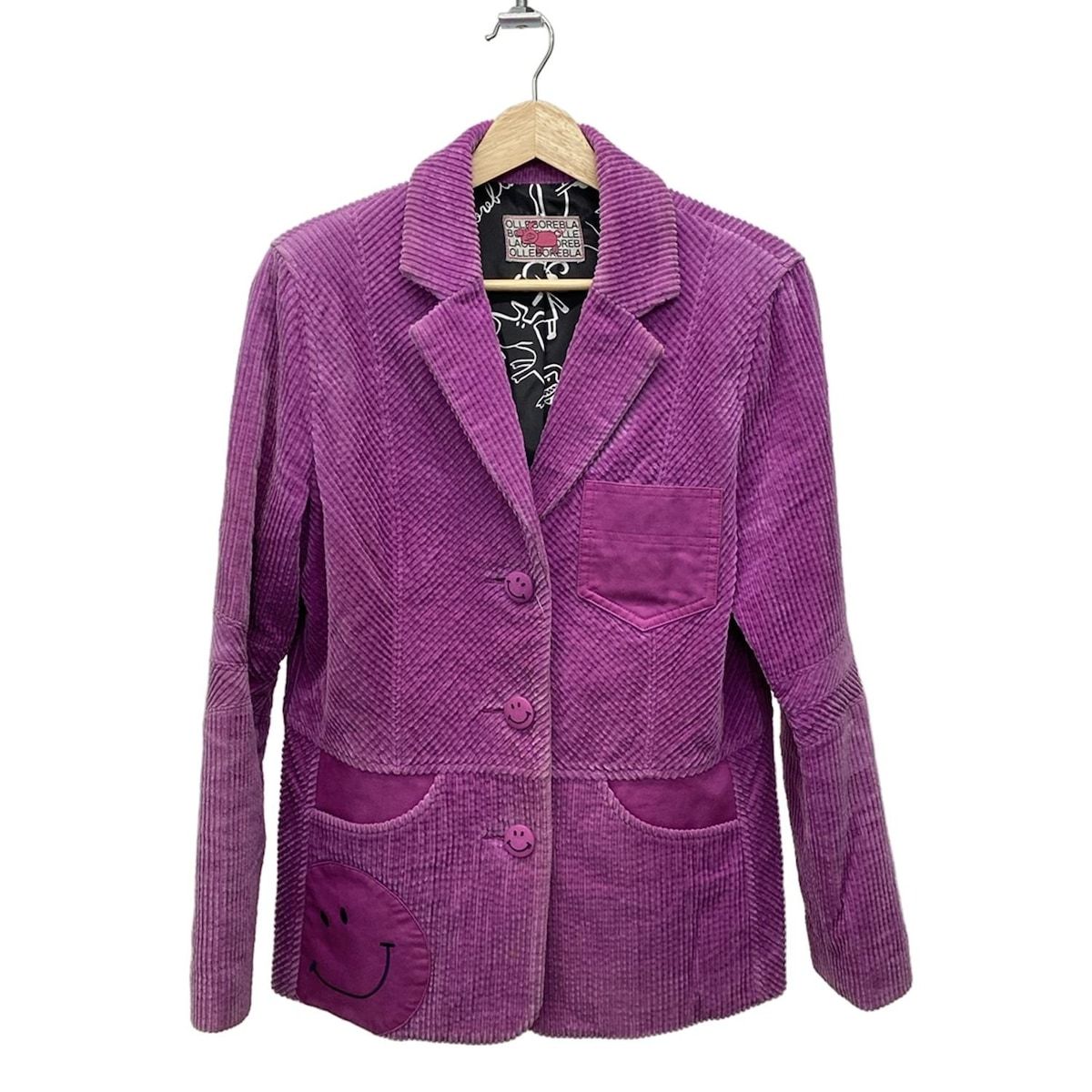 ALBEROBELLO OLLEBOREBLA アルベロベロ オレボレブラ ジャケット レディース - パープル 長袖 コーデュロイ スマイル 肩パッド 秋 冬