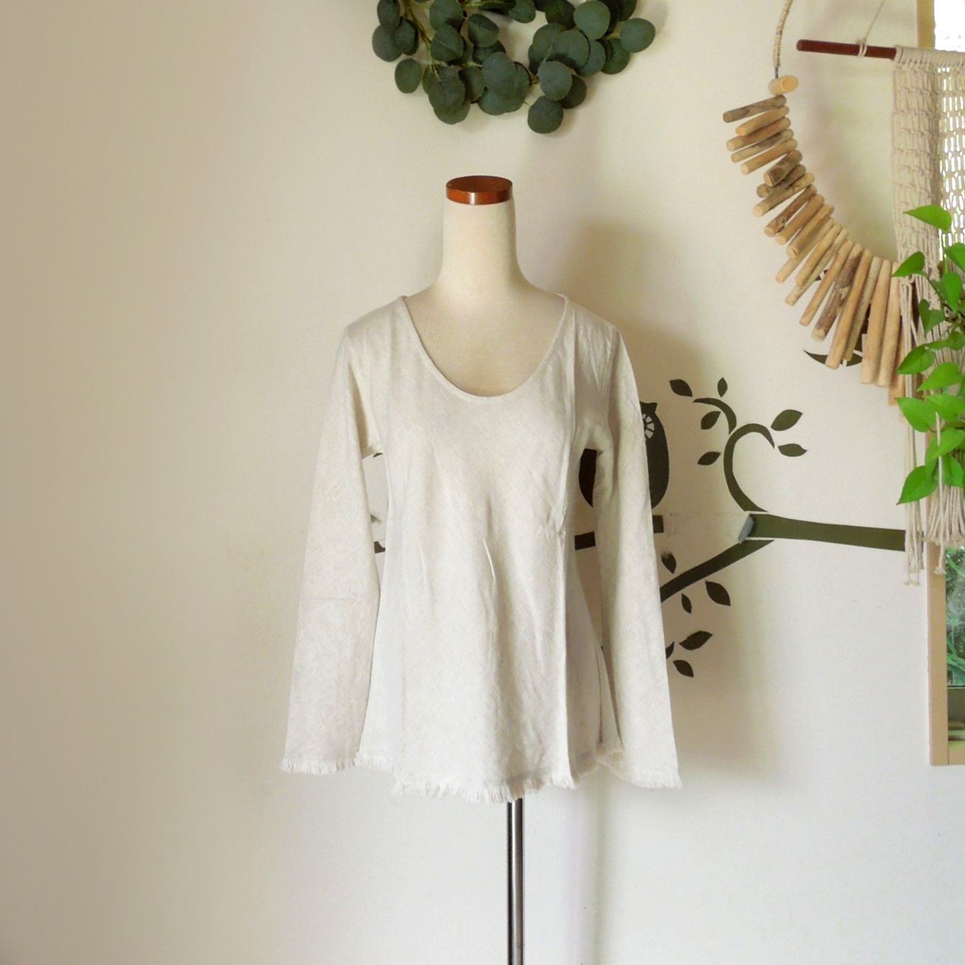 asana HEMP テロテロ バイアス ロング フ ースリーブ きなり