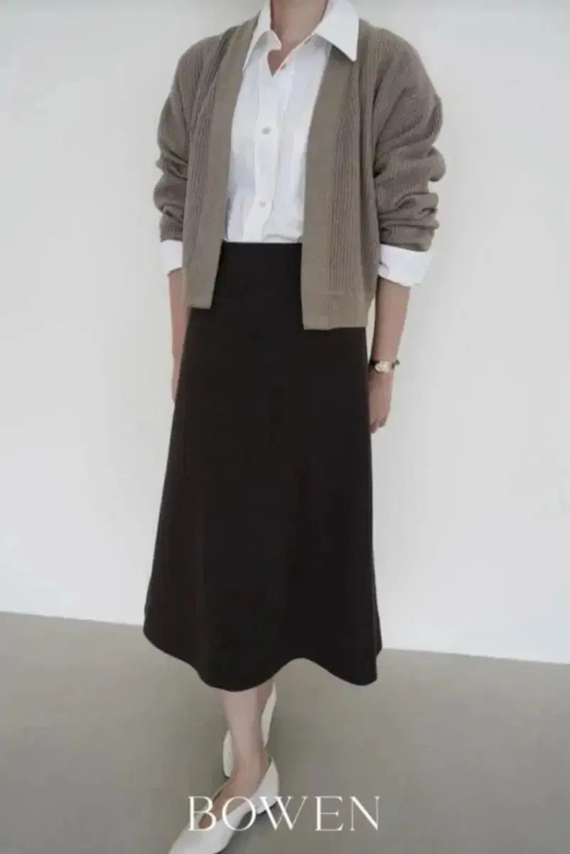 ボーエン Aライン ハンドメイド スカート - ダークブラウン