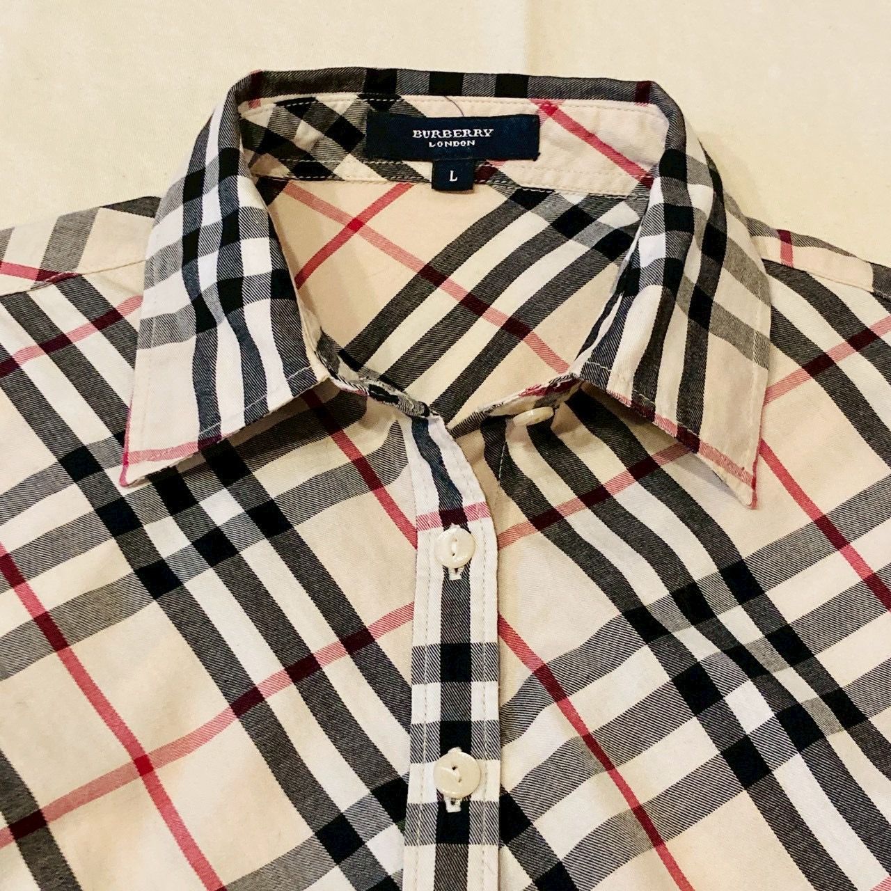 BURBERRY LONDON バーバリー ノバチェック ショートスリーブ シャツ ベージュ系 L