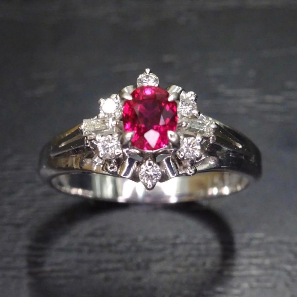 プラチナ pt900 天然ルビー0.45ct 天然ダイヤモンド0.16ct