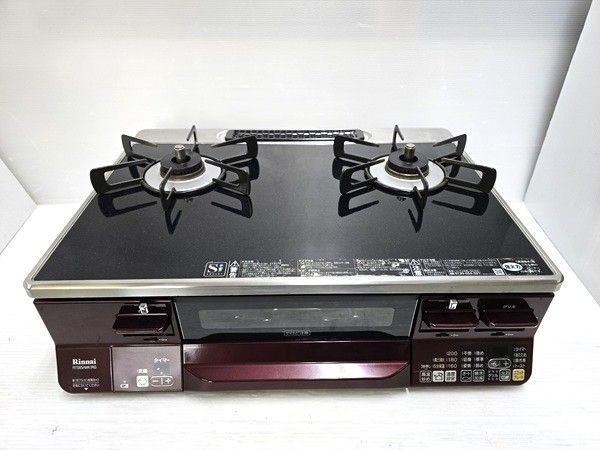 品 リンナイ Rinnai ガスコンロ ラクシエ LPガス プロパンガス 右強火力 水無両面焼グリル RTS65AWK1RG-AR 2018年製 〇YR-19505〇