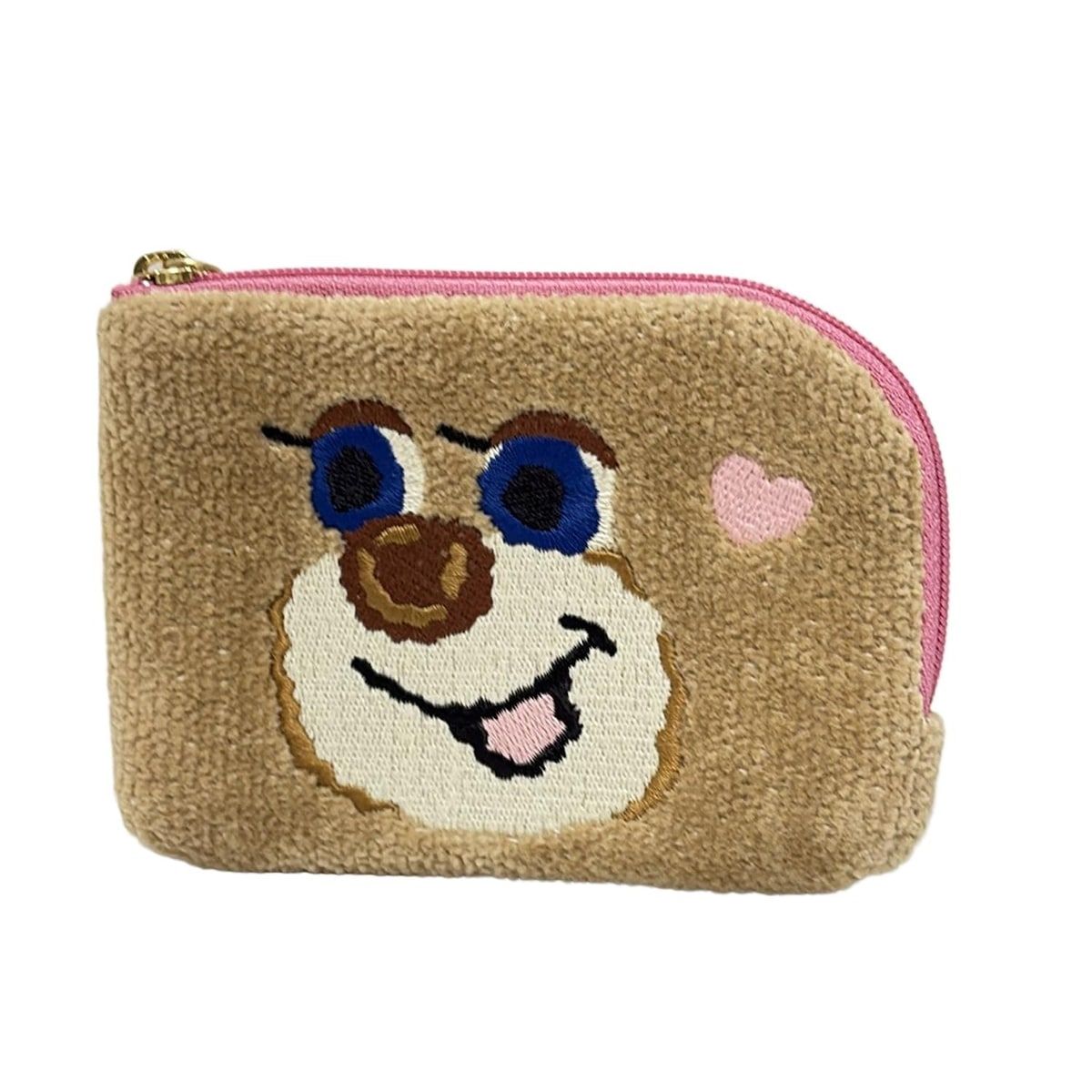 FEILER フェイラー コインケース - ベージュ×アイボリー×マルチ L字ファスナー クマ ハート LOVERARY