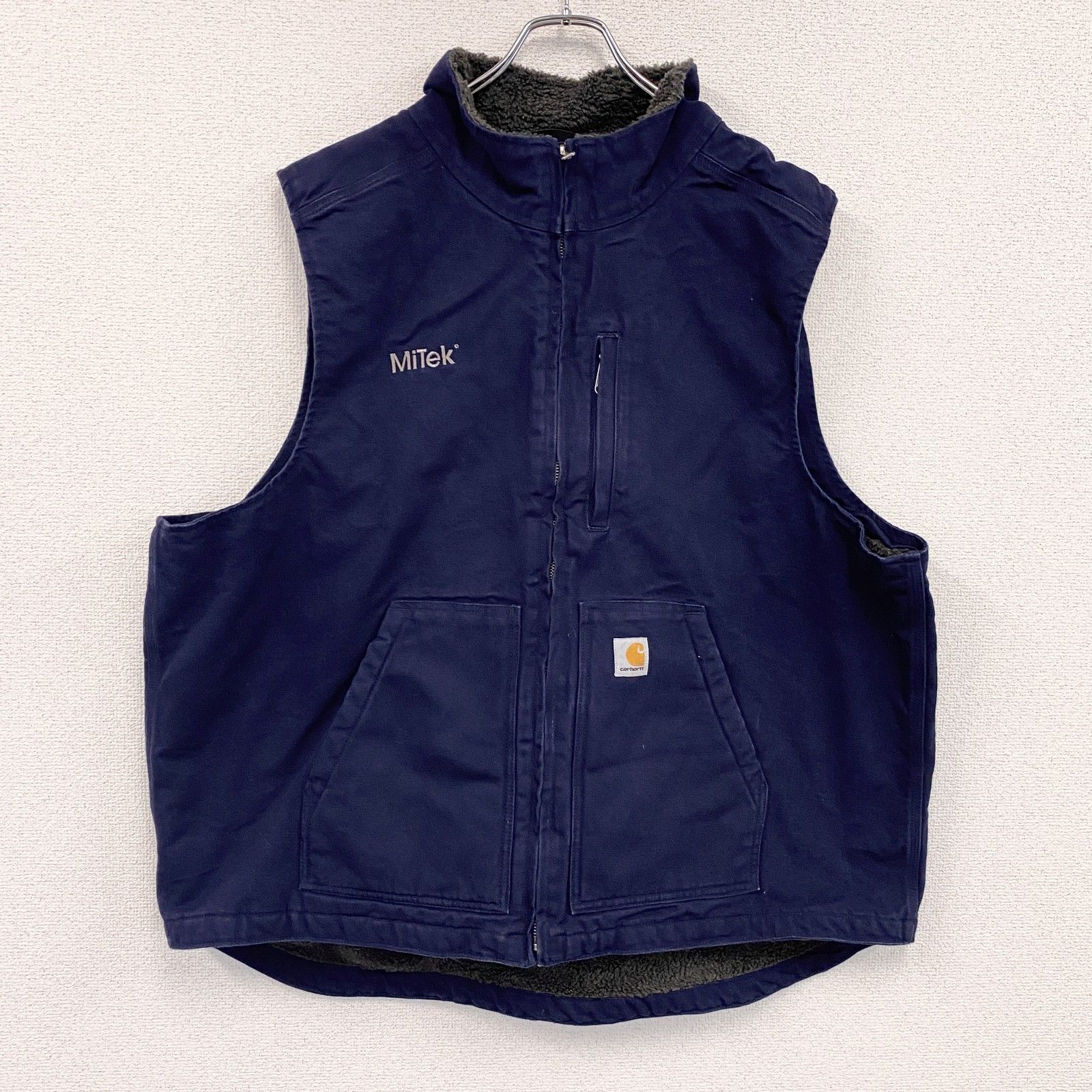 古着 carhartt カーハート ダックベスト 紺 ネイビー 2 XLサイズ