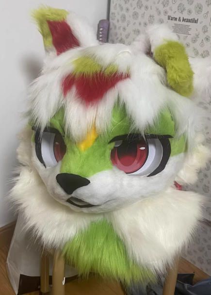 ファースーツ 着ぐるみセット NO.275 犬 緑 ケモノ ファースーツ 全頭ヘッド ぬいぐるみ コスプレ コスチューム kigurumi