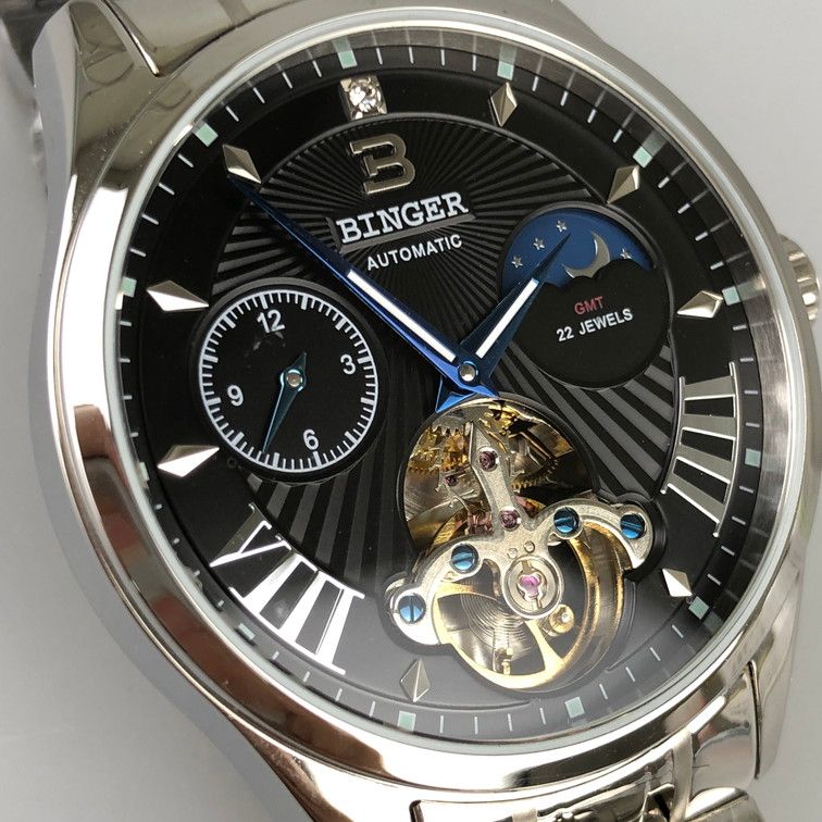 品 BINGER B 1186 G Y 腕時計 シルバー 自動巻き 手巻付き 197 250710 SY 09 iwa