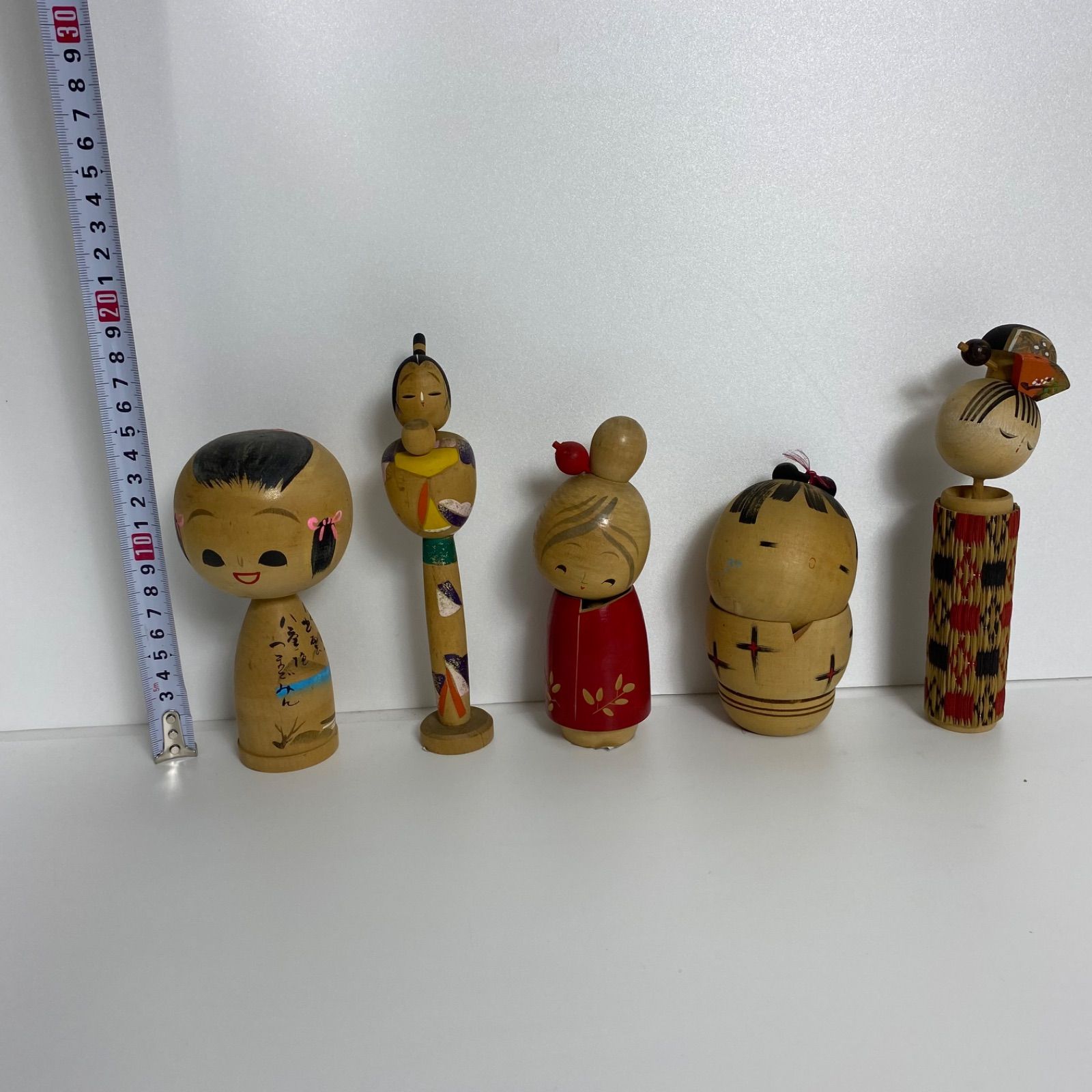 昭和レトロ 創作こけし 5体まとめ売り 木製 郷土人形 民芸品