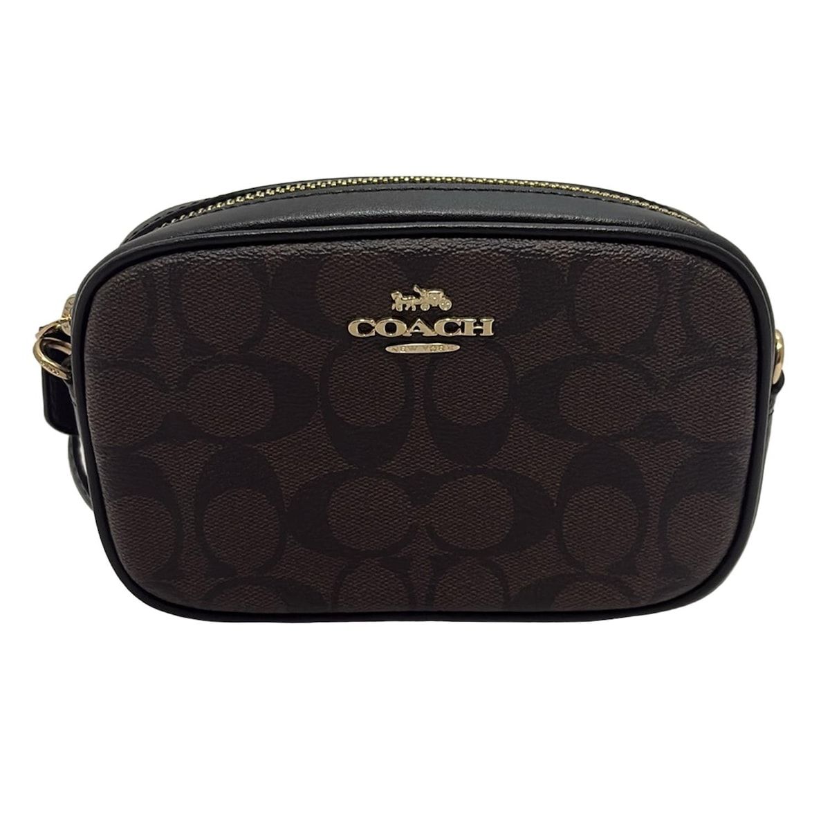 COACH コーチ ウエストポーチ シグネチャー柄 F39657 ブラウン×ダークブラウン×黒 レザー