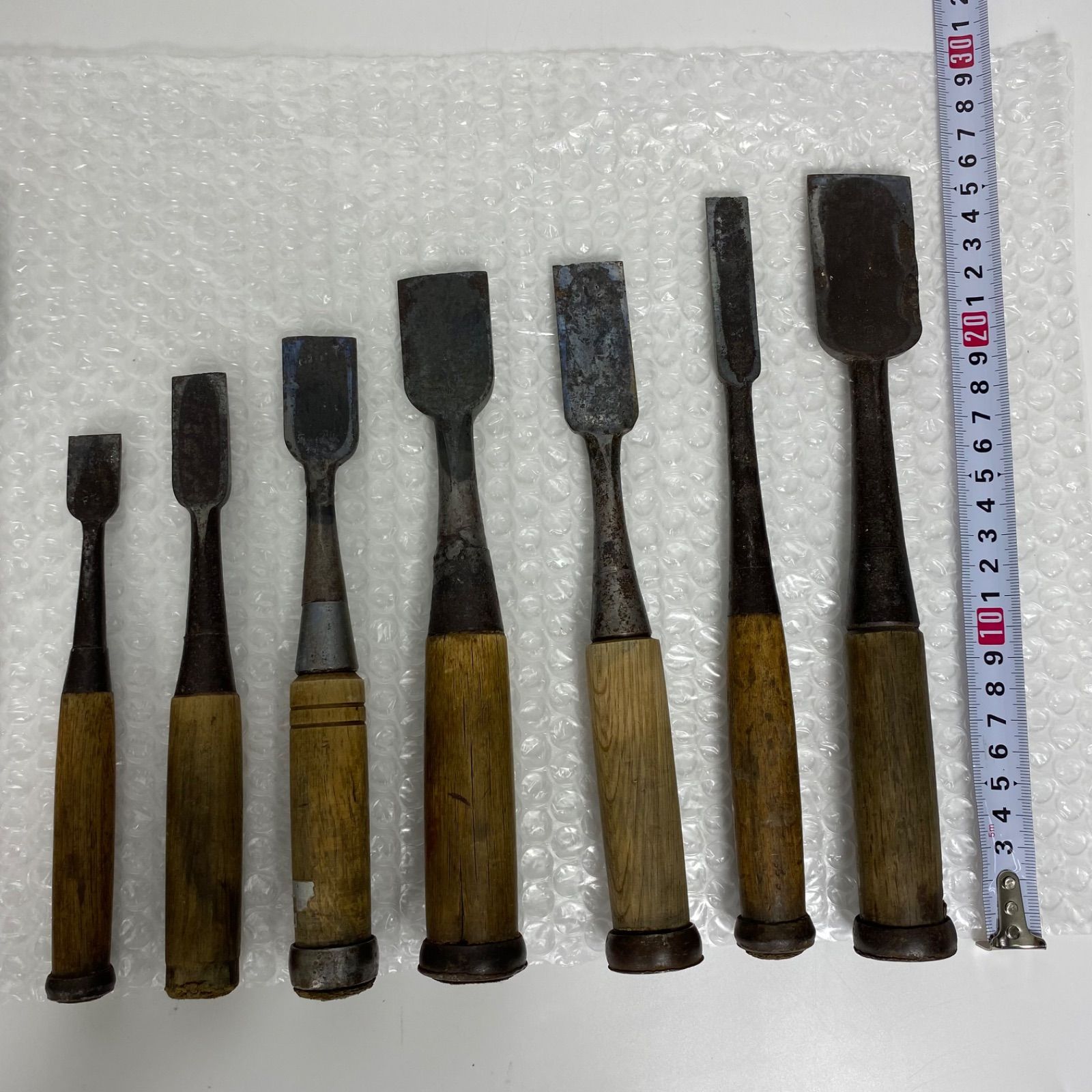 大工道具 鑿 のみ 彫刻用 鋼製 12本セット 銘あり 手工具 古道具 木工用 ヴィンテージ 工具