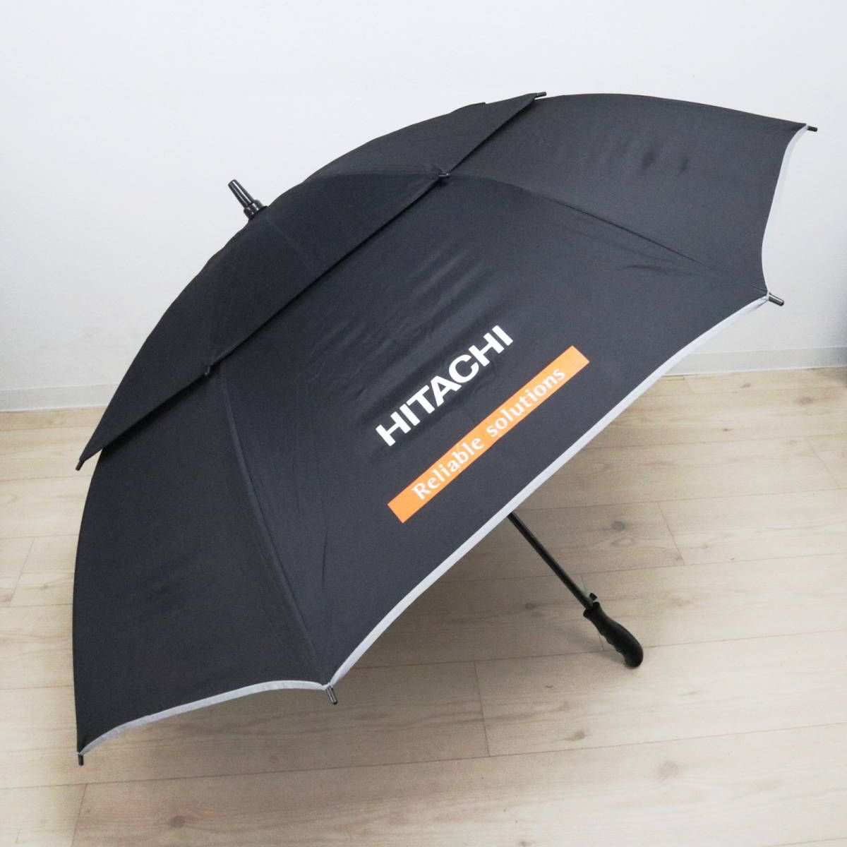 HITACHI 日立建機 ロゴ 二層長傘 ブラック ケース付 S09-t001