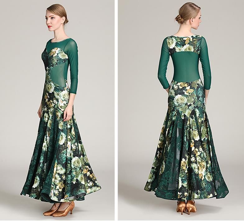 ワンピース 社交ダンス 社交ダンスドレス ラテンドレス 発表会 競技 練習 演出 感 お洒落 豪華 モダンダンス タンゴ ワルツ レース 花柄