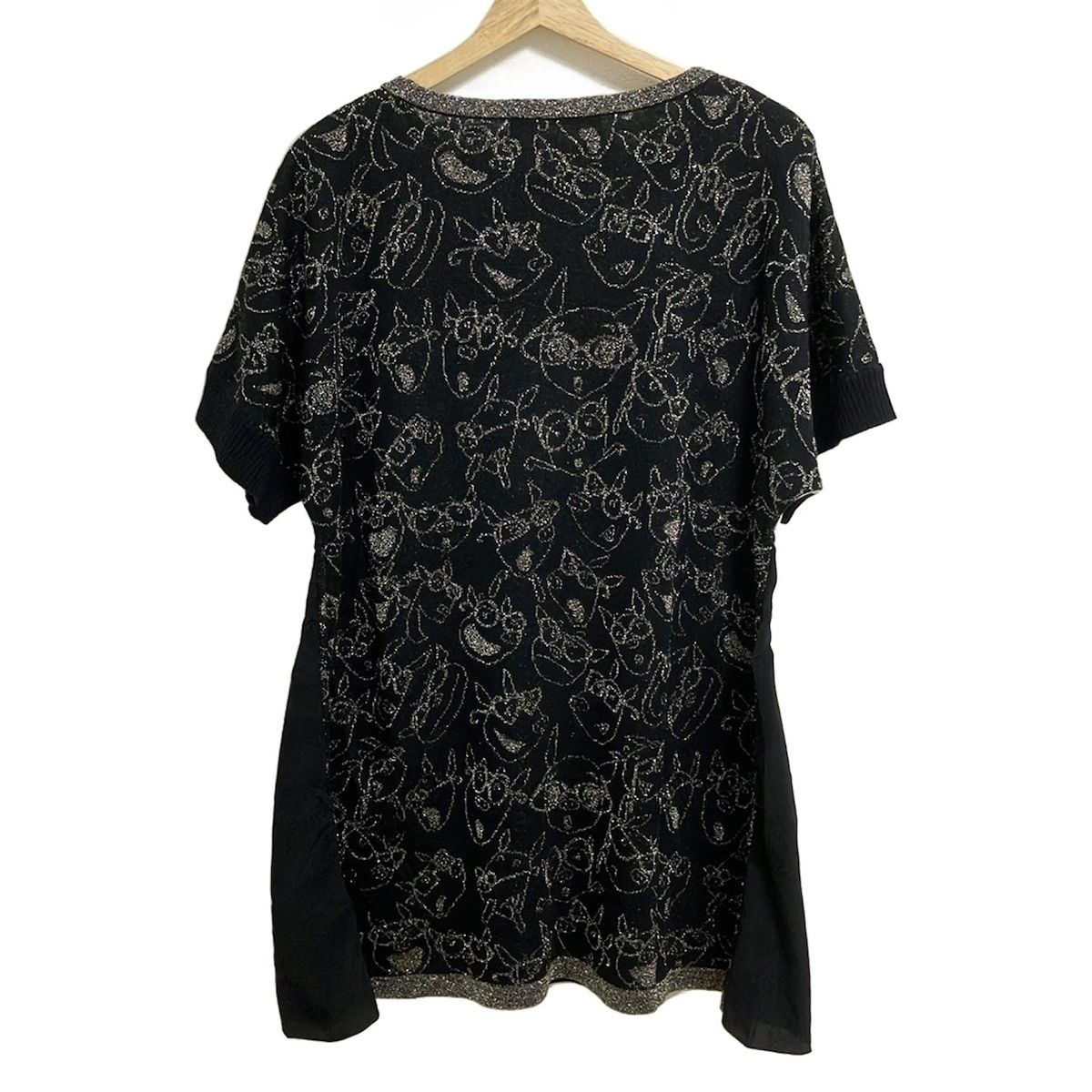 ALBEROBELLO OLLEBOREBLA アルベロベロ オレボレブラ チュニック レディース - 黒×アイボリー×マルチ 半袖 ラメ ブタ