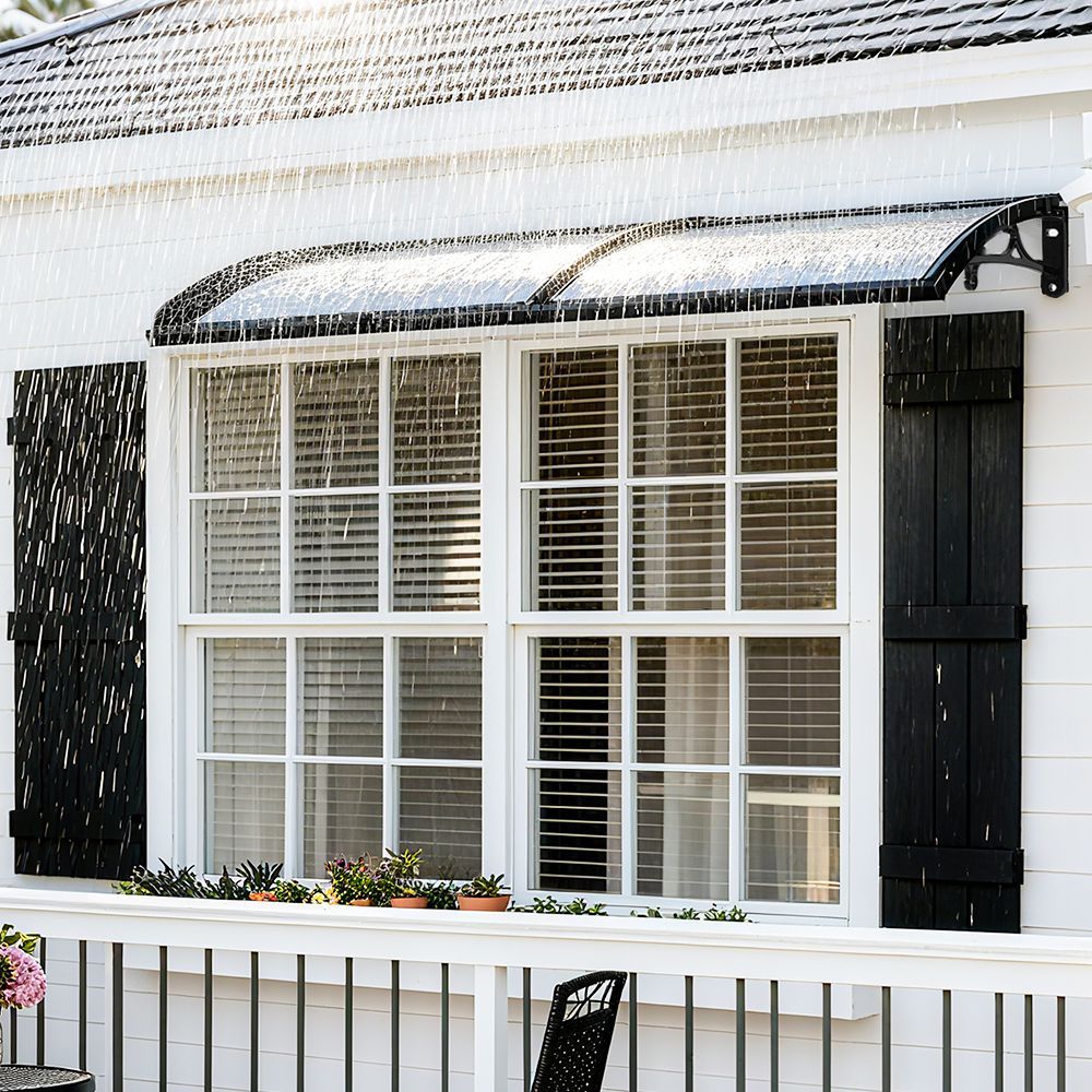 TYPE B 雨よけ 屋根庇 雪対策 ひさし 組立簡単 雪よけ テラス 玄関 梅雨対策 住宅用 パティオ日除け 後付け 雨雪パネルをミュート ブラケット付き キャノピー テラス サンシェッター