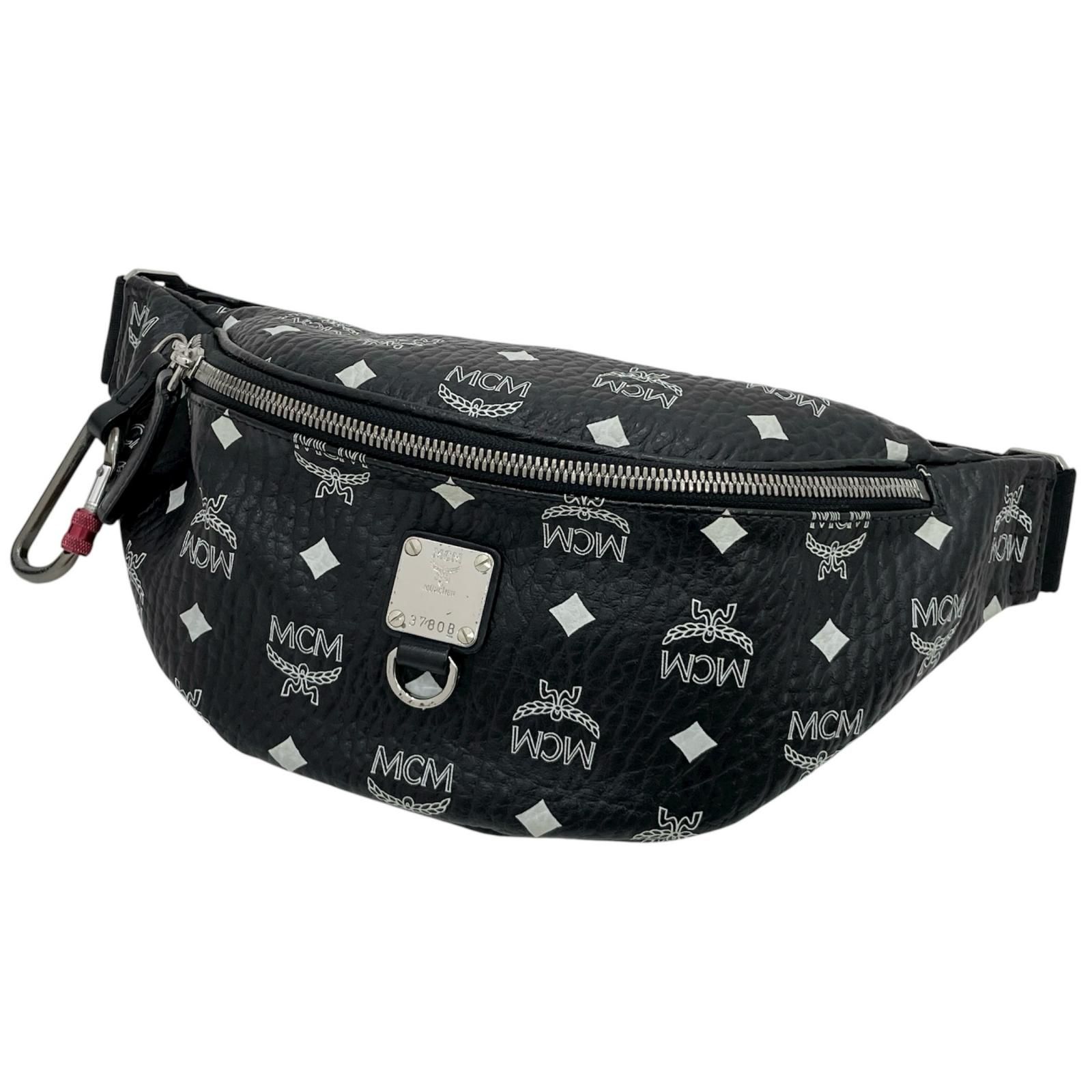 MCM エム シー エム ヴィセトス ボディバッグ ウエストバッグ ウエストポーチ ブラック×ホワイト 尾張小牧店