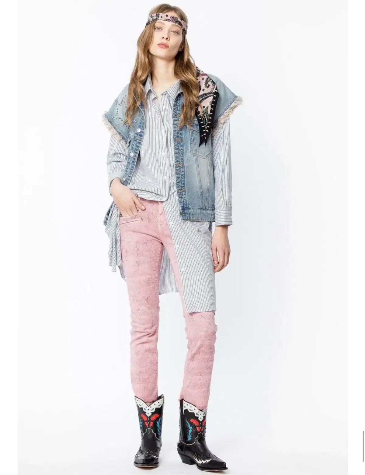 ZADIG-VOLTAIRE ザディグ エ ヴォルテール プリンティング デニム ベスト LYNN XS