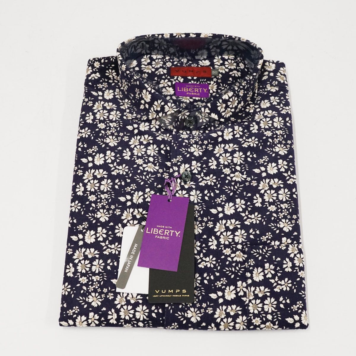 VUMPS RED ヴァンプスレッド LIBERTY リバティー コーデュロイプリント セミワイド シャツ メンズ 50 花柄 X8182