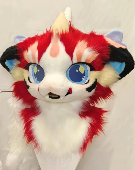 ファースーツ 着ぐるみセット NO.277 ドラゴン 赤 ケモノ ファースーツ 全頭ヘッド ぬいぐるみ コスプレ コスチューム kigurumi