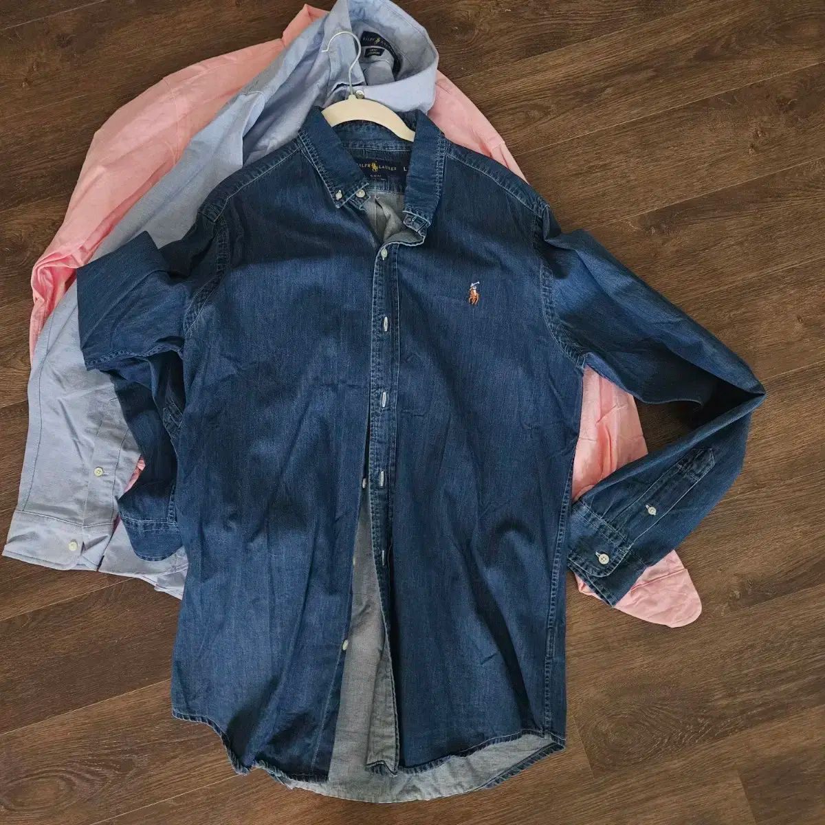 3セット ポロラルフローレン オックスフォードシャツ Lサイズ デニム ブルー ピンク