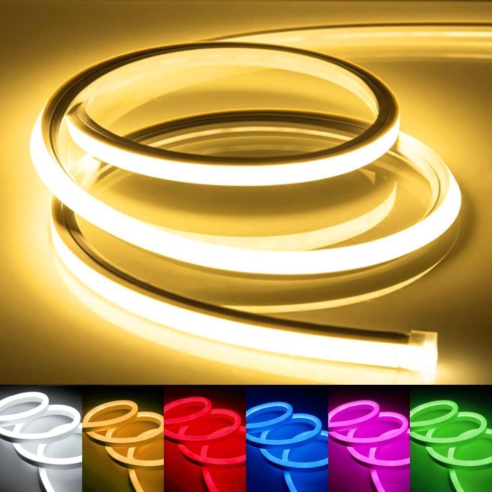 LEDテープライト 100V EL蛍光チューブ 高輝度 屋外 防水 室内 LEDライト ネオンライト 切断 折り曲げ自在 間接照明 配線不要 プラグアンドプレイ イエロー 9メートル