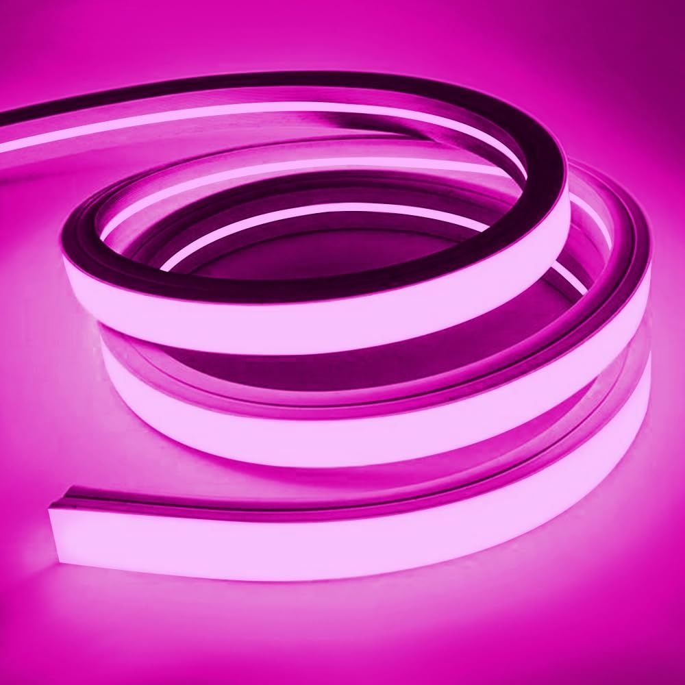 SPAHER LEDテープライト 高輝度 チューブライト 防水 リニア発光 シリコンチューブ ストリップライト ネオンライト 曲がりやすい 切断 取付け簡単 目に優しい 間接照明 DIY 飾り 100V 2025新開発 ピンク 16メートル