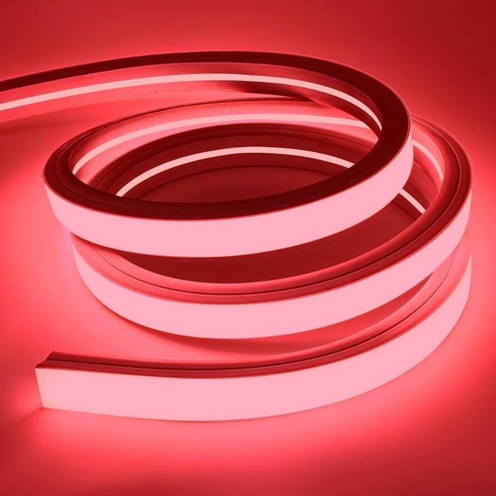 SPAHER LEDテープライト 高輝度 チューブライト 防水 リニア発光 シリコンチューブ ストリップライト ネオンライト 曲がりやすい 切断 取付け簡単 目に優しい 間接照明 DIY 飾り 100V 2025新開発 レッド 11メートル