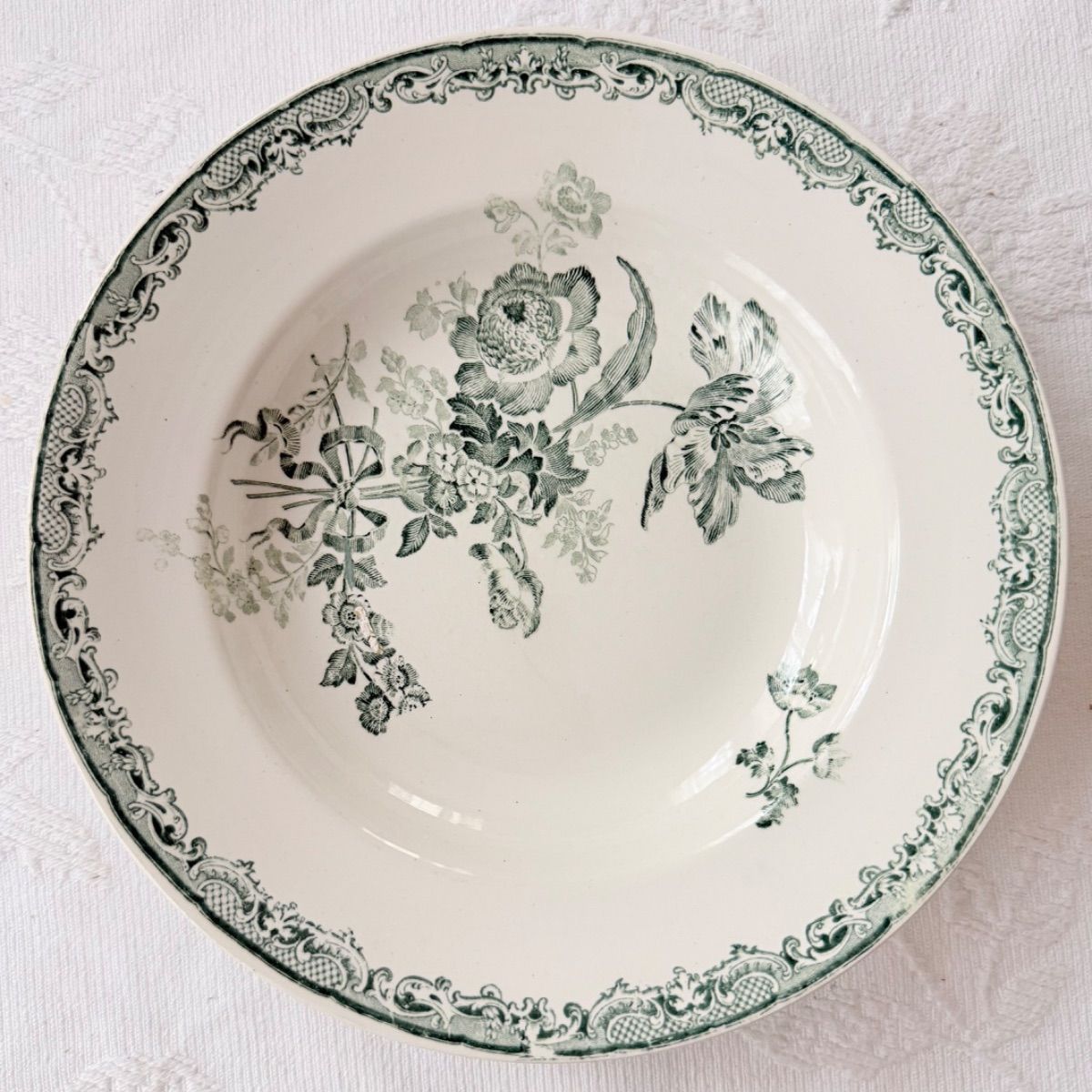 ※美品※フランスアンティーク　サルグミンヌ　プレート　Fontanges 平皿 ⑤ Sarregumines fontanges green 深皿 サルグミンヌ フォンタンジュ