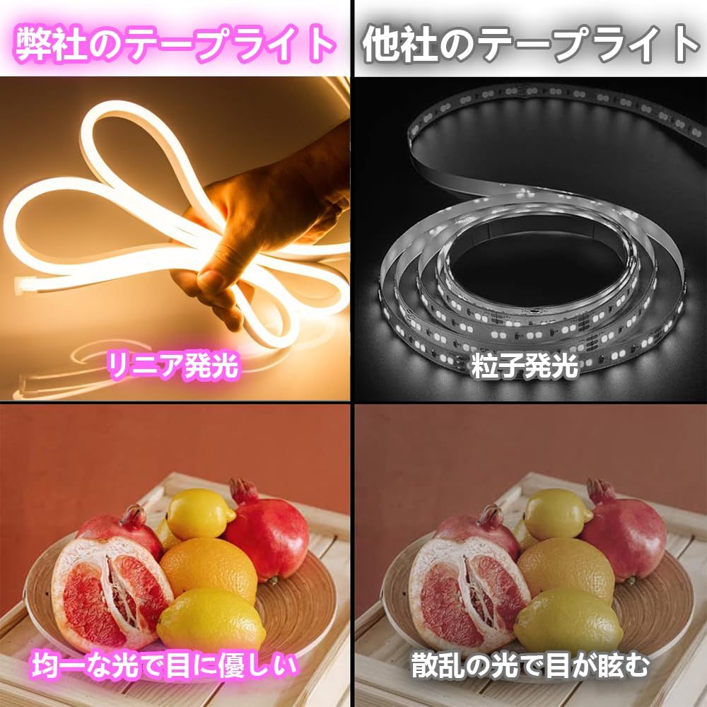 LEDテープライト 100V EL蛍光チューブ 高輝度 屋外 防水 室内 LEDライト ネオンライト 切断 折り曲げ自在 間接照明 配線不要 プラグアンドプレイ クリーン 10メートル NEXPOTALLINN_EU