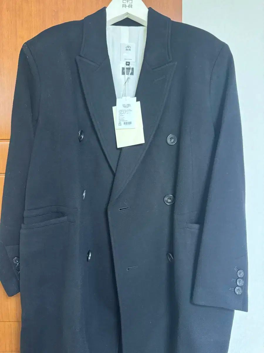 2 販売 ポリテル ダブル ブレステッド コート ブラック