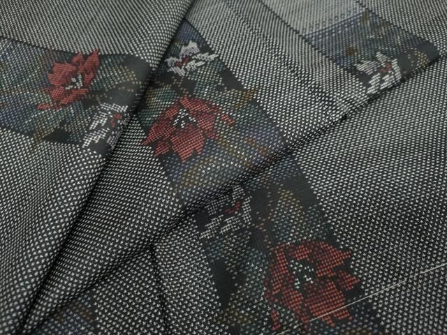 平和屋着物 本場大島紬 9マルキ 草花間道 正絹 DAAY5471ud