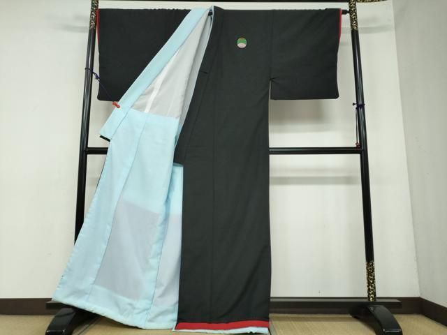 平和屋着物 男性 黒紋付 洗える着物 ud